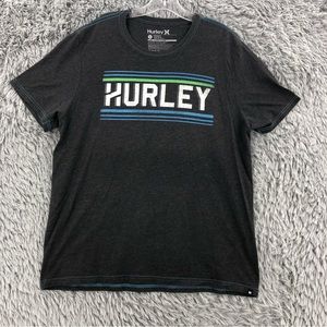 Hurley Tshirt Mens XL Premium Fit Gray Spellout Stripe Shirt